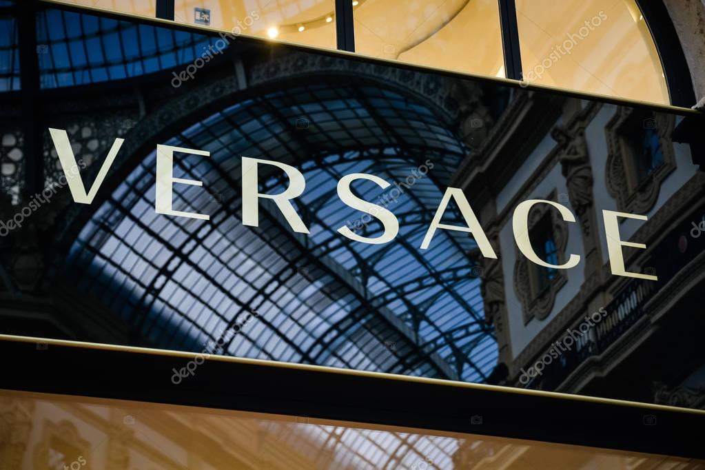 Milan, Italy - September 24, 2017:  Versace store in Milan. Fashion week Versace shopping