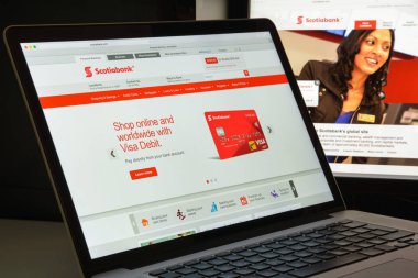 Milan, İtalya - 10 Ağustos 2017: Scotiabank banka Web sitesi ana sayfa