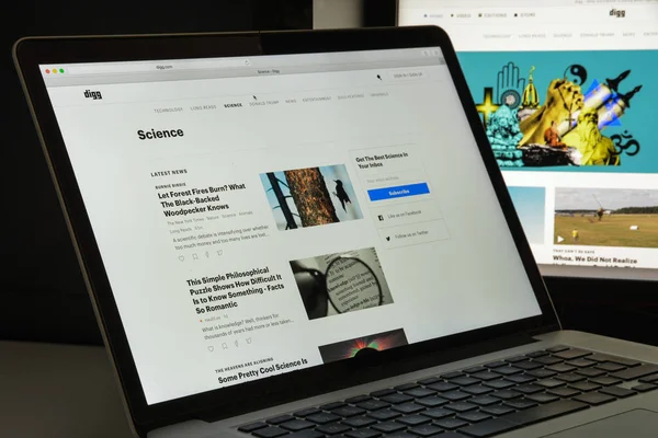 米兰, 意大利-2017年8月10日: Digg 网站主页。这是一个 n — 图库照片