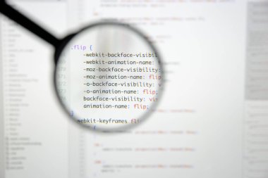 Gerçek css kodu gelişmekte olan ekran. Programlama iş akışı soyut al