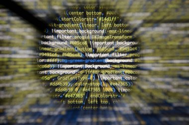 Gerçek css kodu gelişmekte olan ekran. Programlama iş akışı soyut al