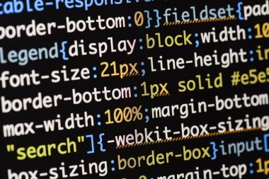 Gerçek css kodu gelişmekte olan ekran. Programlama iş akışı soyut al
