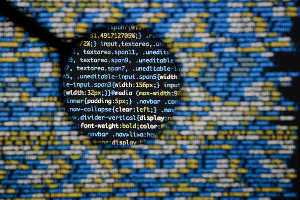 Echtes CSS-Code-Entwicklungsbildschirm. Programmierung Arbeitsablauf abstrakt al — Stockfoto