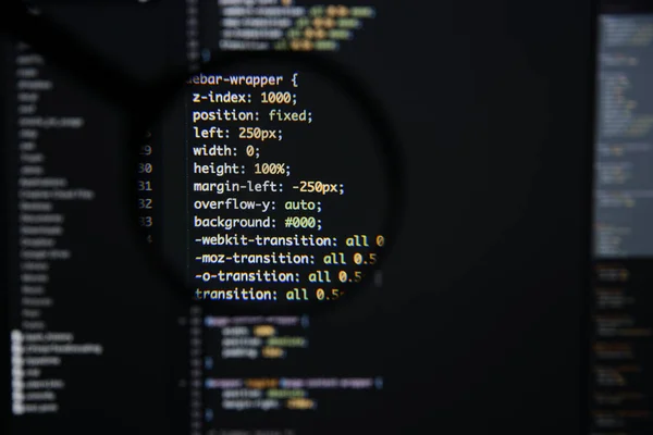 Echtes CSS-Code-Entwicklungsbildschirm. Programmierung Arbeitsablauf abstrakt al — Stockfoto