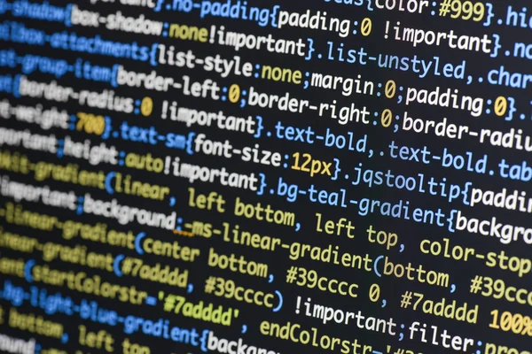 Echtes CSS-Code-Entwicklungsbildschirm. Programmierung Arbeitsablauf abstrakt al — Stockfoto