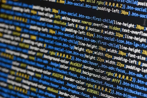 Echtes CSS-Code-Entwicklungsbildschirm. Programmierung Arbeitsablauf abstrakt al — Stockfoto