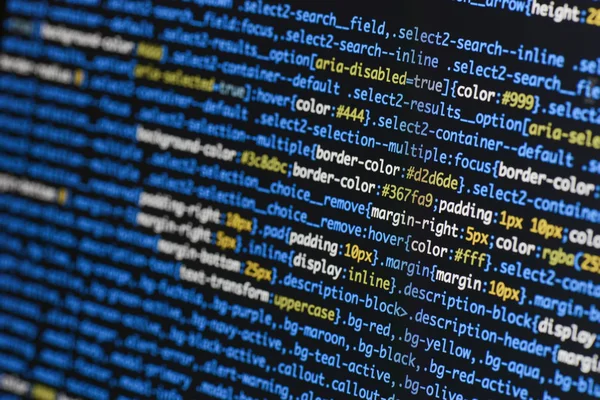 Echtes CSS-Code-Entwicklungsbildschirm. Programmierung Arbeitsablauf abstrakt al — Stockfoto