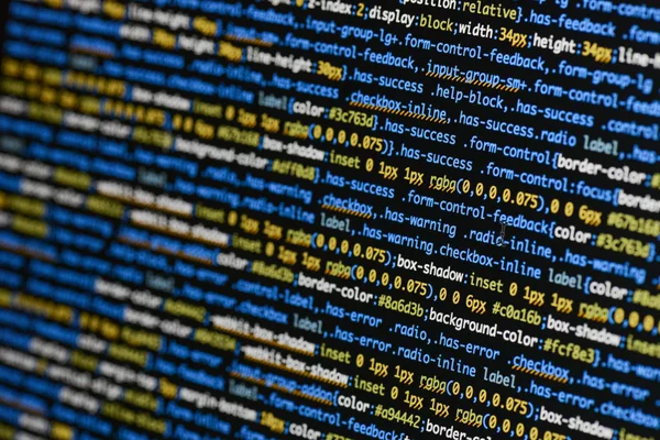 Echtes CSS-Code-Entwicklungsbildschirm. Programmierung Arbeitsablauf abstrakt al — Stockfoto