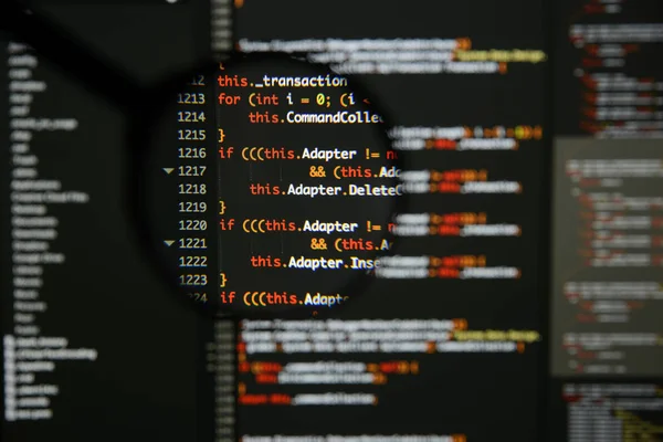 Tela de desenvolvimento de código c # real. Programação de fluxo de trabalho abstract alg — Fotografia de Stock