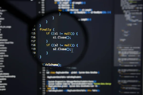 Realer c # code entwickelter Bildschirm. Programmierung Workflow abstrakte Alge — Stockfoto