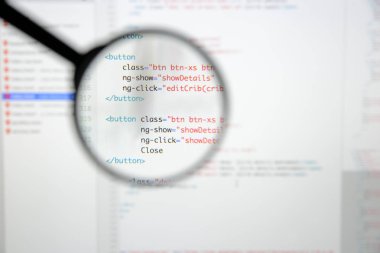 Gerçek Html kodu gelişmekte olan ekran. Programlama iş akışı soyut bir