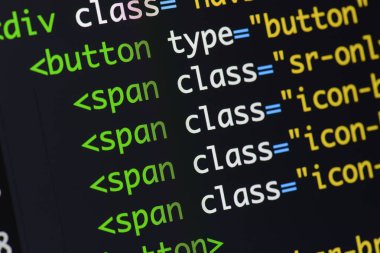 Gerçek Html kodu gelişmekte olan ekran. Programlama iş akışı soyut bir