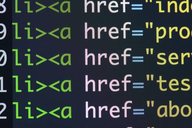 Gerçek Html kodu gelişmekte olan ekran. Programlama iş akışı soyut bir
