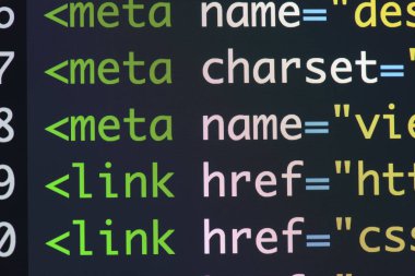Gerçek Html kodu gelişmekte olan ekran. Programlama iş akışı soyut bir