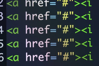 Gerçek Html kodu gelişmekte olan ekran. Programlama iş akışı soyut bir