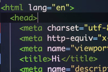 Gerçek Html kodu gelişmekte olan ekran. Programlama iş akışı soyut bir