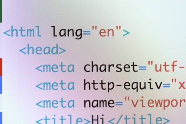 Gerçek Html kodu gelişmekte olan ekran. Programlama iş akışı soyut bir
