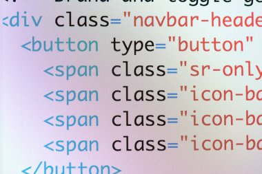 Gerçek Html kodu gelişmekte olan ekran. Programlama iş akışı soyut bir