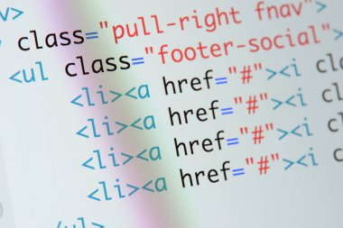 Gerçek Html kodu gelişmekte olan ekran. Programlama iş akışı soyut bir