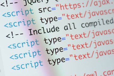 Gerçek Html kodu gelişmekte olan ekran. Programlama iş akışı soyut bir