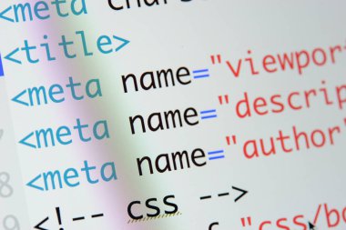 Gerçek Html kodu gelişmekte olan ekran. Programlama iş akışı soyut bir