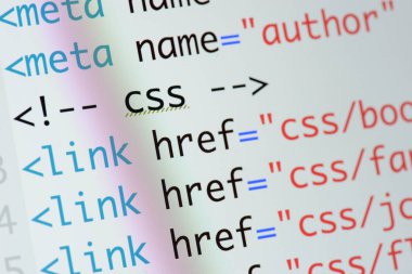 Gerçek Html kodu gelişmekte olan ekran. Programlama iş akışı soyut bir