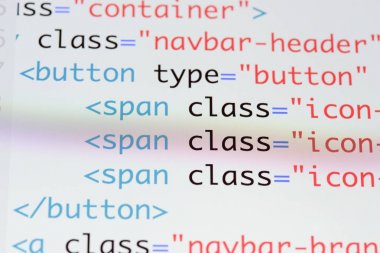 Gerçek Html kodu gelişmekte olan ekran. Programlama iş akışı soyut bir