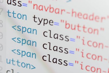 Gerçek Html kodu gelişmekte olan ekran. Programlama iş akışı soyut bir