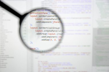 Gerçek Java kodu gelişmekte olan ekran. Programlama iş akışı soyut bir