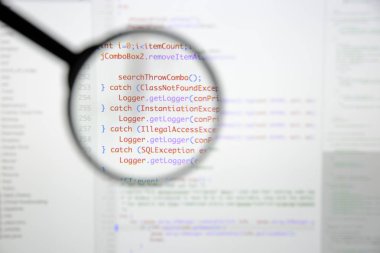 Gerçek Java kodu gelişmekte olan ekran. Programlama iş akışı soyut bir