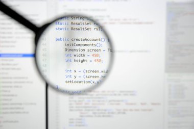 Gerçek Java kodu gelişmekte olan ekran. Programlama iş akışı soyut bir