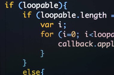 Gerçek Java komut dosyası kodu ekran geliştirmek. Programlama iş akışı abs