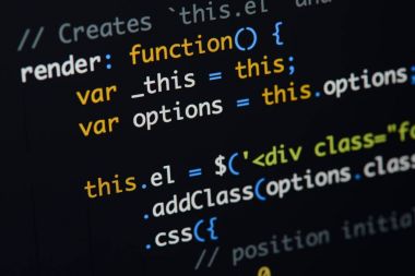 Gerçek Java komut dosyası kodu ekran geliştirmek. Programlama iş akışı abs