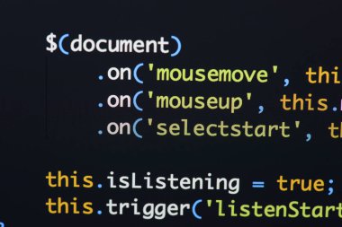 Gerçek Java komut dosyası kodu ekran geliştirmek. Programlama iş akışı abs