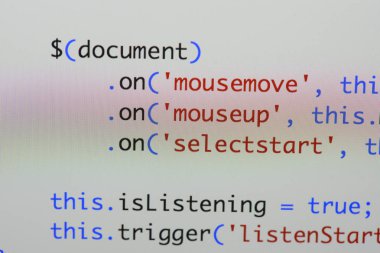 Gerçek Java komut dosyası kodu ekran geliştirmek. Programlama iş akışı abs