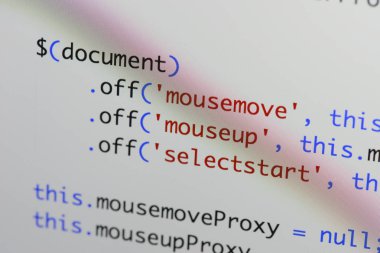Gerçek Java komut dosyası kodu ekran geliştirmek. Programlama iş akışı abs
