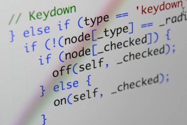 Gerçek Java komut dosyası kodu ekran geliştirmek. Programlama iş akışı abs
