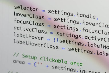 Gerçek Java komut dosyası kodu ekran geliştirmek. Programlama iş akışı abs