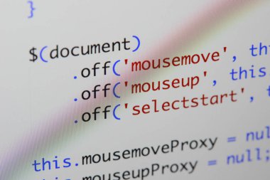 Gerçek Java komut dosyası kodu ekran geliştirmek. Programlama iş akışı abs