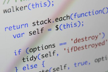 Gerçek Java komut dosyası kodu ekran geliştirmek. Programlama iş akışı abs