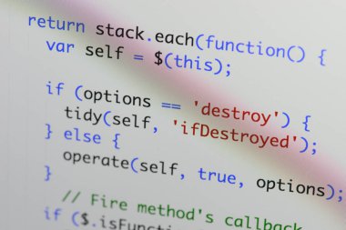 Gerçek Java komut dosyası kodu ekran geliştirmek. Programlama iş akışı abs