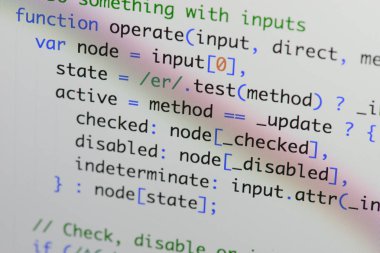 Gerçek Java komut dosyası kodu ekran geliştirmek. Programlama iş akışı abs
