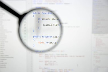 Gerçek Php kodu gelişmekte olan ekran. Programlama iş akışı soyut al