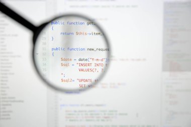 Gerçek Php kodu gelişmekte olan ekran. Programlama iş akışı soyut al