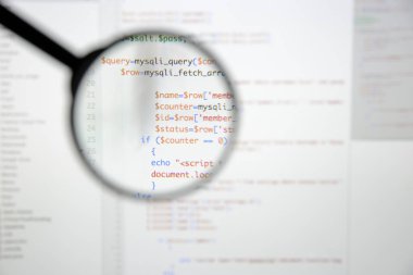 Gerçek Php kodu gelişmekte olan ekran. Programlama iş akışı soyut al