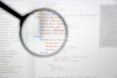 Gerçek Php kodu gelişmekte olan ekran. Programlama iş akışı soyut al