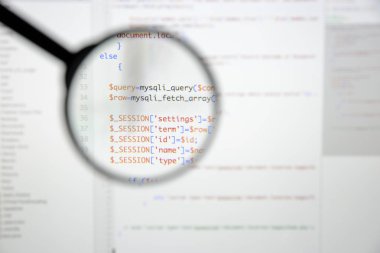 Gerçek Php kodu gelişmekte olan ekran. Programlama iş akışı soyut al