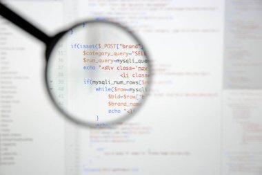 Gerçek Php kodu gelişmekte olan ekran. Programlama iş akışı soyut al