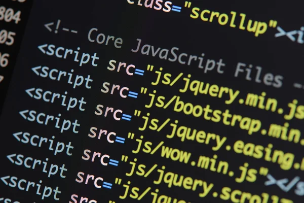 Gerçek Html kodu gelişmekte olan ekran. Programlama iş akışı soyut bir