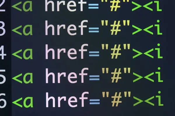 Πραγματικό κώδικα Html αναπτυσσόμενες οθόνη. Προγραμματισμός ροής εργασίας αφηρημένη ένα — Φωτογραφία Αρχείου